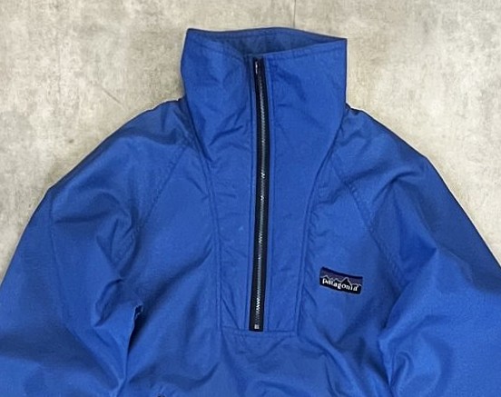 画像: 80'S PATAGONIA デカタグ ハーフジップ ナイロン アノラックジャケット ブルー (VINTAGE)