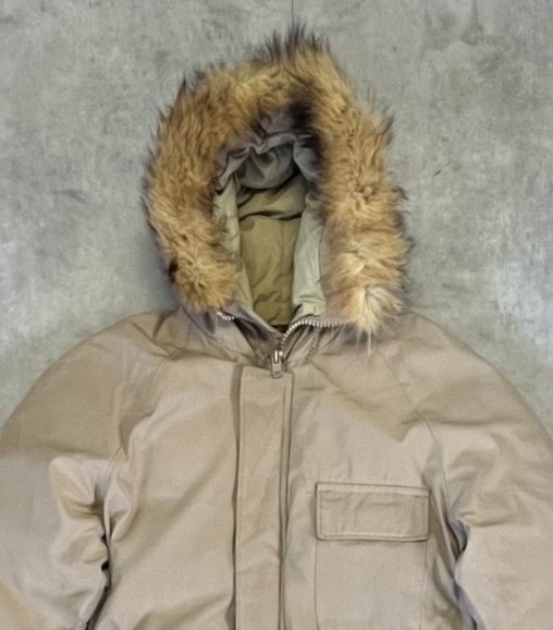 画像: 80'S SCHOTT NYC コヨーテファー付きフード ダウンジャケット ベージュ USA製 (VINTAGE)