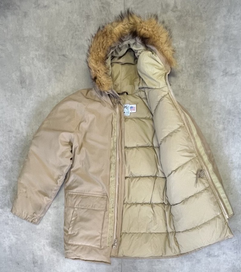 画像3: 80'S SCHOTT NYC コヨーテファー付きフード ダウンジャケット ベージュ USA製 (VINTAGE)