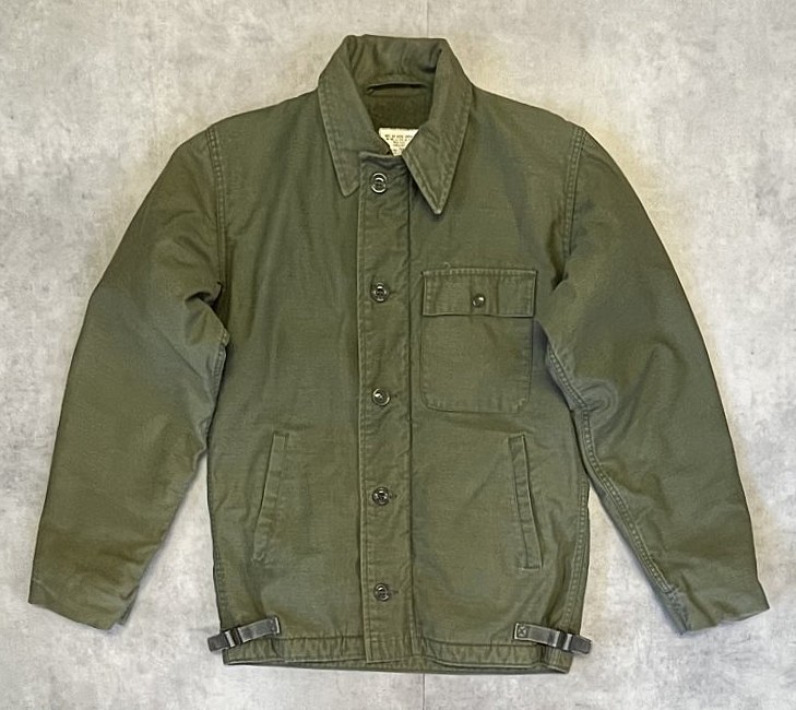 画像1: 80'S アメリカ軍 US NAVY "A-2" デッキジャケット ミリタリーグリーン (VINTAGE)