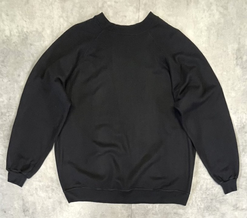 画像1: 90'S FRUIT OF THE LOOM ラグランスリーブ スウェットシャツ ブラック USA製 (VINTAGE)