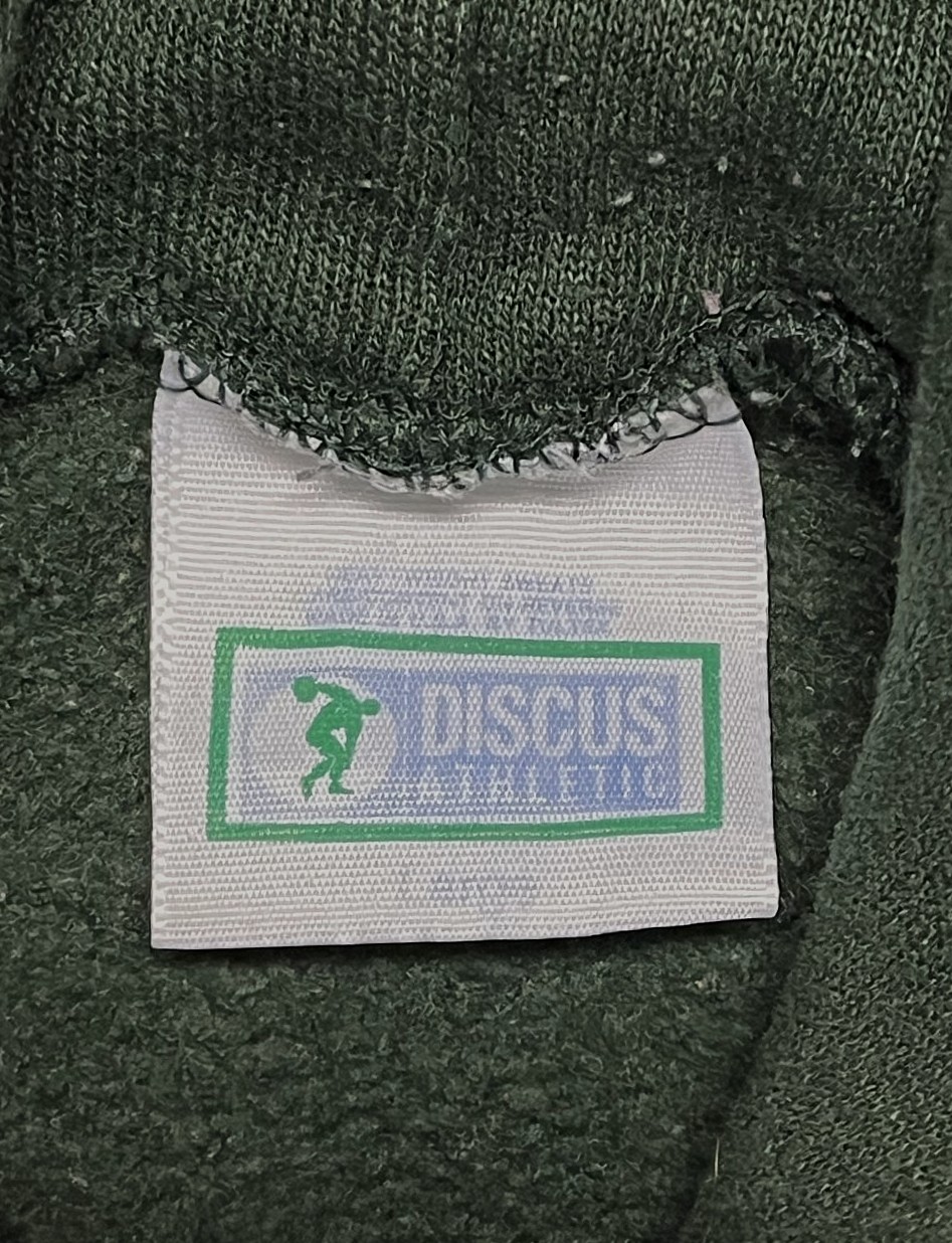 画像2: 90'S DISCUS ATHLETIC 脇の下ガゼット付き スウェット パーカー フェードグリーン USA製 (VINTAGE)