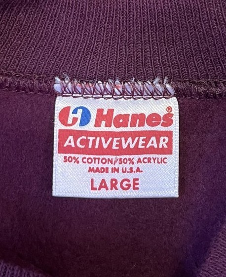 画像2: 80'S HANES ラグランスリーブ スウェットシャツ ダークワインレッド USA製 (VINTAGE)