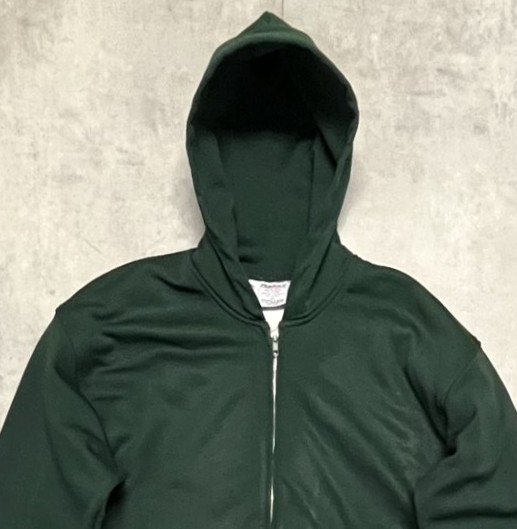 画像: 90'S PLUMA 裏サーマル ダブルフェイス スウェットパーカー アルミジップ ダークグリーン (VINTAGE)