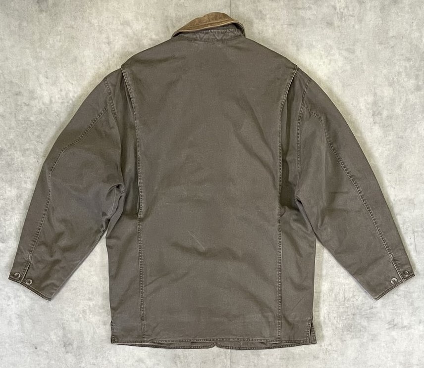 画像5: 00'S BANANA REPUBLIC 旧タグ 襟レザー ハンティングジャケット カーキ (VINTAGE)