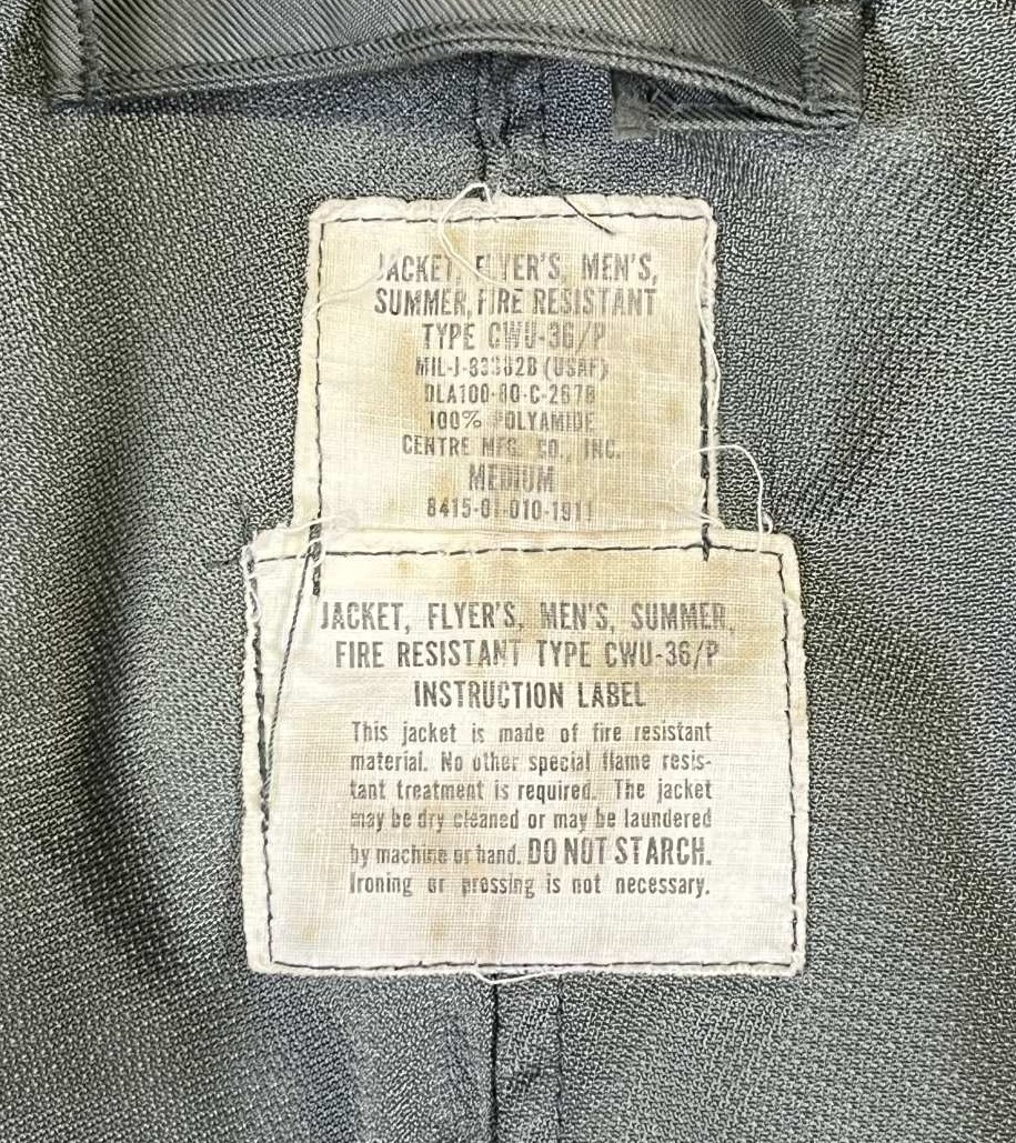 画像2: 80'S アメリカ軍 USAF "CWU-36/P"  初期モデル アラミド フライトジャケット セージグリーン (VINTAGE) 