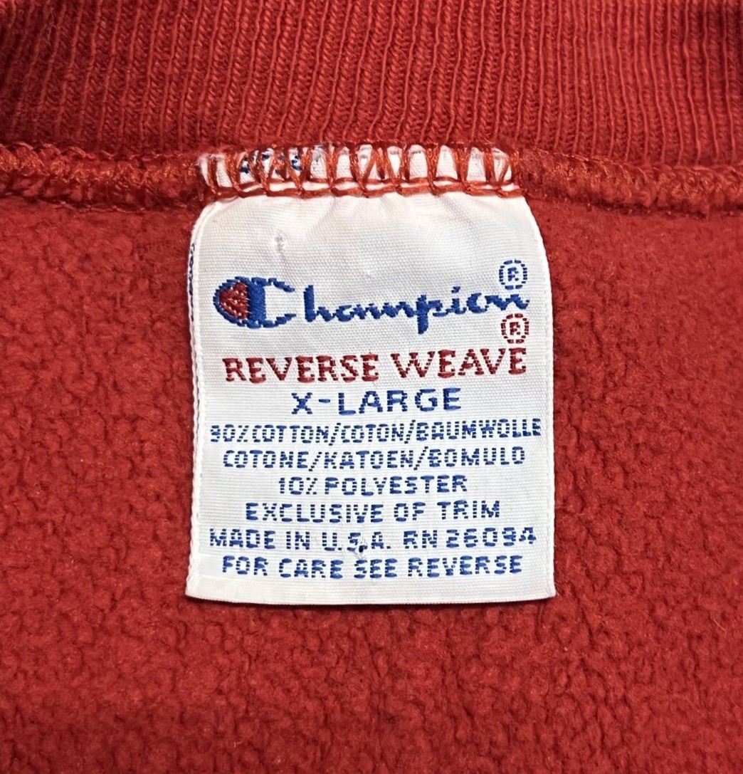 画像2: 90'S CHAMPION "WISCONSIN" 刺繍タグ リバースウィーブ レッド USA製 (VINTAGE)