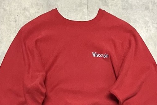 画像: 90'S CHAMPION "WISCONSIN" 刺繍タグ リバースウィーブ レッド USA製 (VINTAGE)