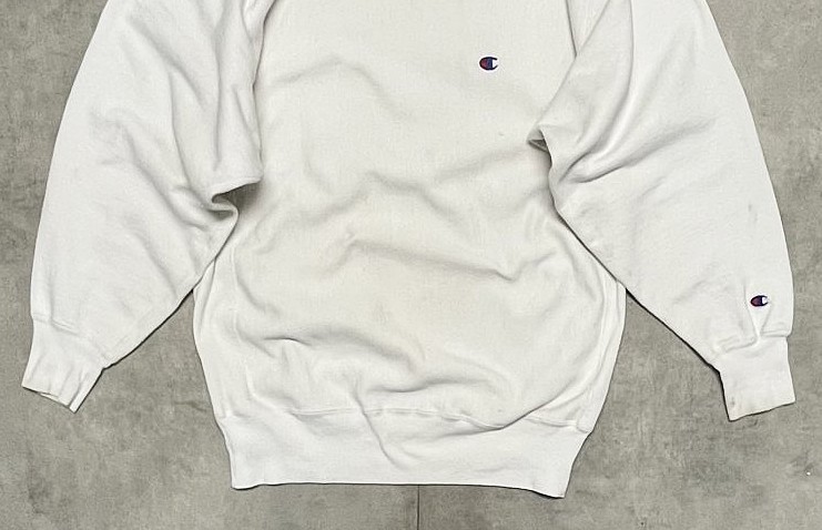 画像: 90'S CHAMPION 刺繍タグ リバースウィーブ 無地 ホワイト USA製 (VINTAGE)