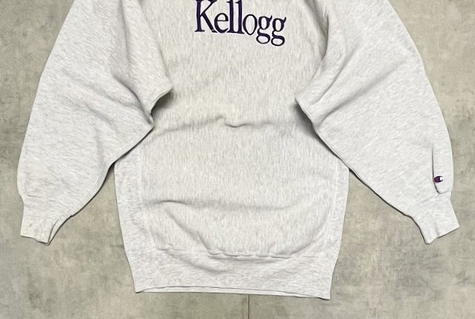 画像: 90'S CHAMPION "KELLOGG" 刺繍タグ リバースウィーブ グレー USA製 (VINTAGE)