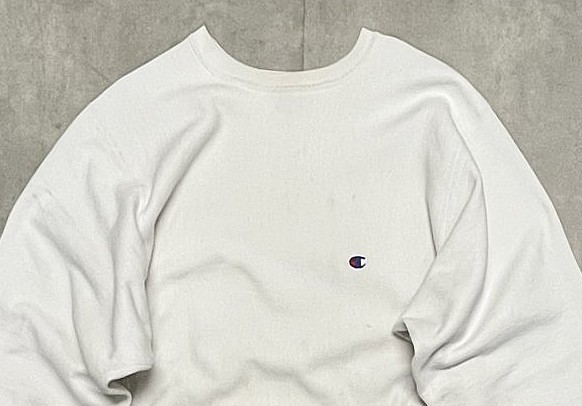 画像: 90'S CHAMPION 刺繍タグ リバースウィーブ 無地 ホワイト USA製 (VINTAGE)