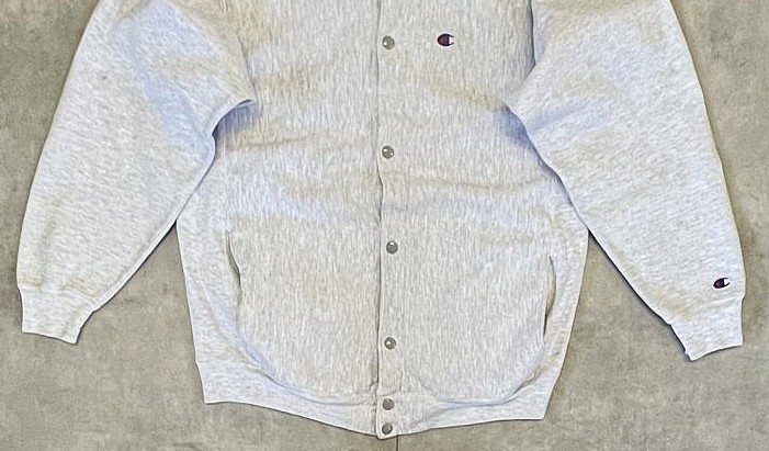 画像: 90'S CHAMPION 刺繍タグ リバースウィーブ スナップボタン カーディガン グレー USA製 (VINTAGE)