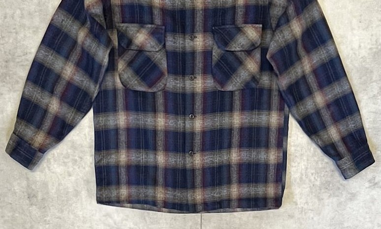 画像: 90'S PENDLETON "BOARD SHIRT" ウール オープンカラーシャツ チェック柄 USA製 (VINTAGE)