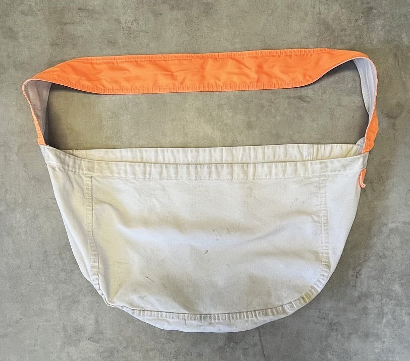 画像3: 70'S UNKNOWN プリント無し ニュースペーパーバッグ ホワイト/オレンジ (VINTAGE)