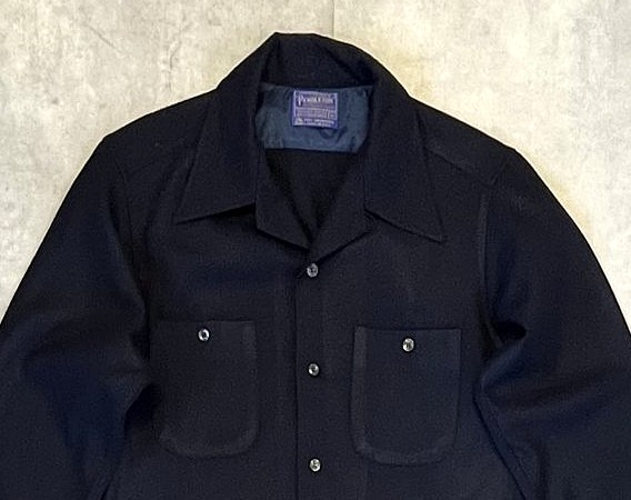 画像: 70'S PENDLETON "BOARD SHIRT" ウール オープンカラーシャツ ネイビー USA製 (VINTAGE)