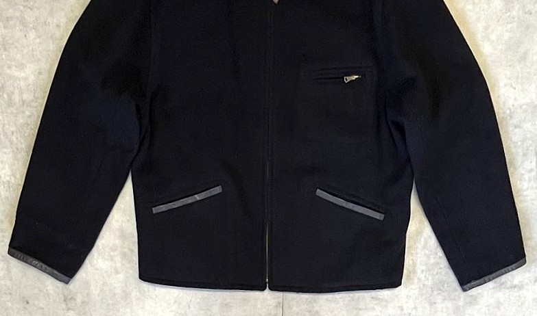 画像: 90'S RALPH LAUREN 裏地キルティング レザーエルボーパッチ ウール スポーツジャケット ダークネイビー (VINTAGE)