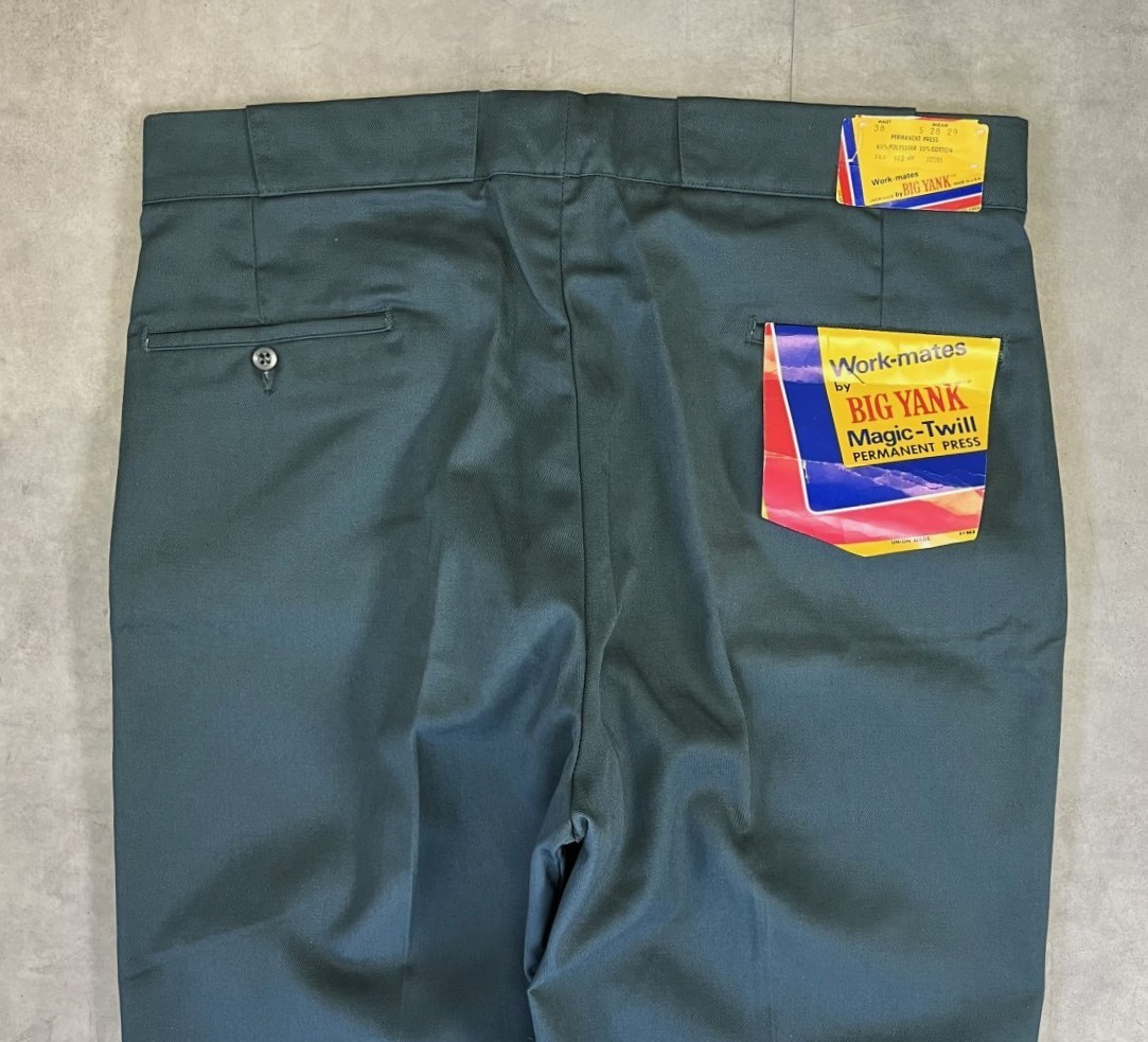 画像: 70'S BIG YANK "MAGIC-TWILL" ワークパンツ グリーン 42TALONジップ USA製 (DEADSTOCK)
