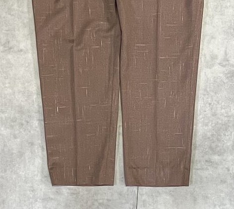 画像: 70'S UNKNOWN ツータック スラックス ブラウン/カスリ柄 TALONジップ (VINTAGE)