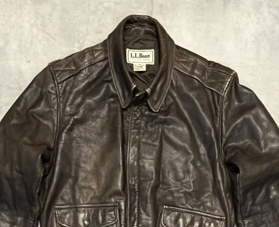 画像: 80'S LL Bean "A-2" レザー フライトジャケット ダークブラウン SCOVILLジップ USA製 (VINTAGE)