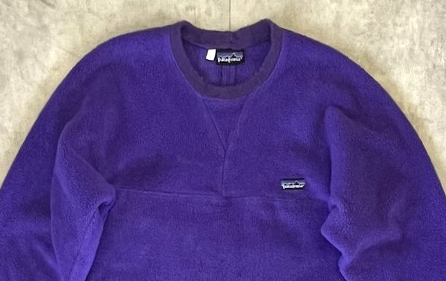 画像: 80'S PATAGONIA 旧タグ 前V ガゼット付き クルーネック フリース パープル (VINTAGE)