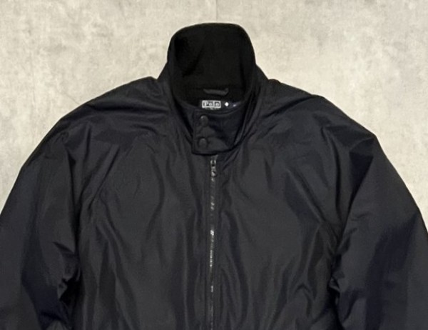 画像: 90'S RALPH LAUREN ロゴ無し 裏地フリース ナイロン ドリズラージャケット ブラック (VINTAGE)