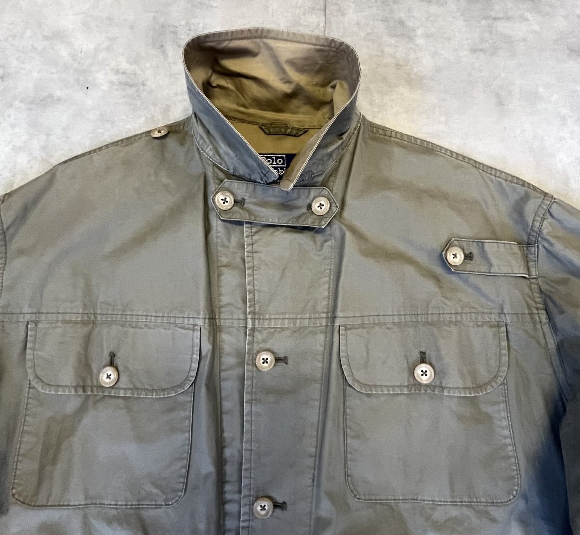 画像3: 90'S RALPH LAUREN チンスト付き ポプリン ハンティングジャケット カーキ (VINTAGE)