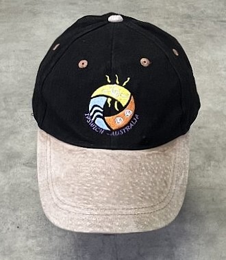 画像2: IPSWITCH AUSTRALIA 6パネル レザー/コットン ツートンカラー ベースボールキャップ ブラック/ベージュ (USED)