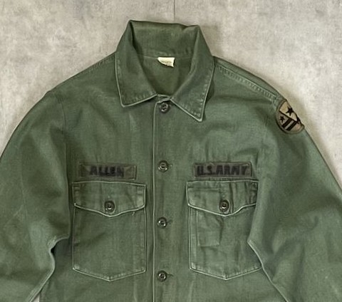 画像: 70'S アメリカ軍 US ARMY OG107 コットンサテン ユーティリティシャツ (VINTAGE)