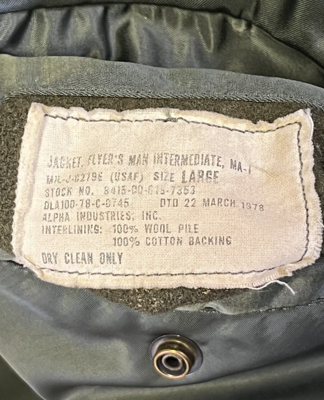 画像2: 70'S アメリカ軍 USAF "MIL-J-8279E" MA-1 フライトジャケット SCOVILLジップ (VINTAGE) 