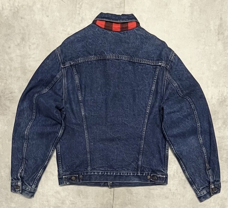 画像5: 80'S LEVIS "71411" スモールe 4thモデル 裏地チェック デニムジャケット インディゴ 46L USA製 (VINTAGE)