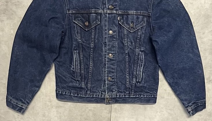 画像: 80'S LEVIS "71411" スモールe 4thモデル 裏地チェック デニムジャケット インディゴ 46L USA製 (VINTAGE)