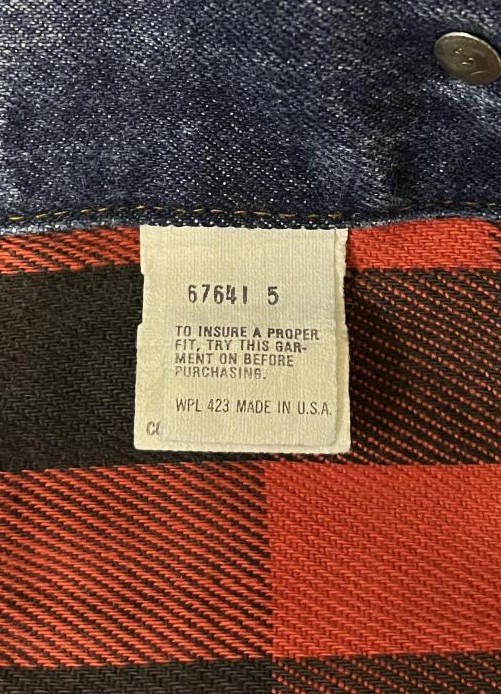 画像4: 80'S LEVIS "71411" スモールe 4thモデル 裏地チェック デニムジャケット インディゴ 46L USA製 (VINTAGE)