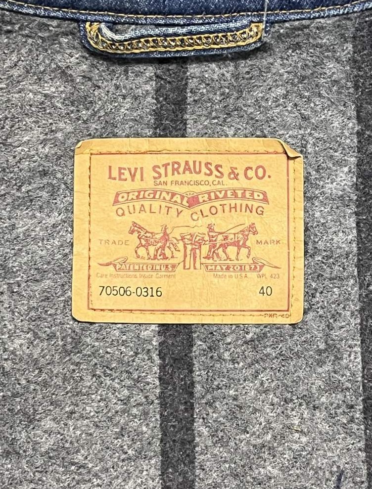 画像2: 90'S LEVIS "70506" スモールe 4thモデル 裏地ブランケット デニムジャケット インディゴ 40 USA製 (VINTAGE)