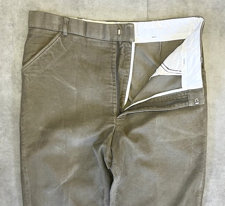 画像: 80'S ORVIS モールスキンパンツ カーキ OPTIジップ イングランド製 (VINTAGE)