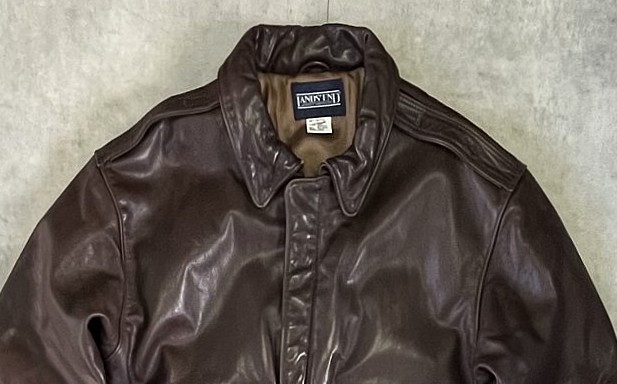 画像: 90'S LANDS' END "A-2" レザー フライトジャケット ダークブラウン SCOVILLジップ USA製 (VINTAGE)