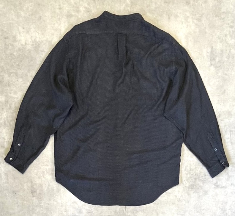 画像3: 90'S RALPH LAUREN "POSTBOY" 長袖 バンドカラーシャツ ブラック/グリッドチェック (VINTAGE)