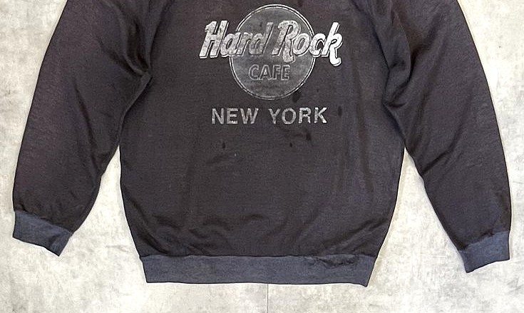 画像: 90'S HARD ROCK CAFE NEW YORK ラグランスリーブ スウェットシャツ フェードブラック (VINTAGE)