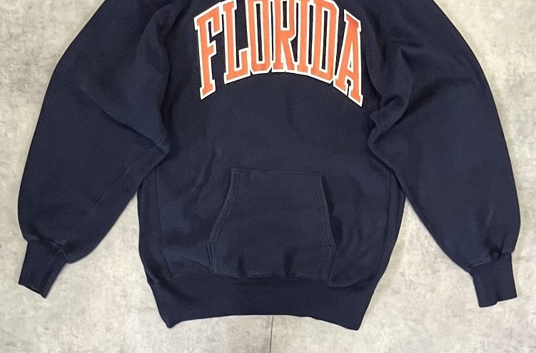 画像: 90'S CHAMPION "FLORIDA" 刺繍タグ リバースウィーブ パーカー ネイビー USA製 (VINTAGE)