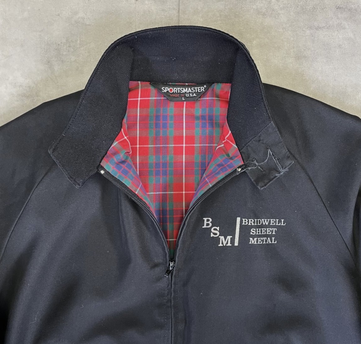 画像3: 80'S SPORTSMASTER 三角タグ 裏地チェック ドリズラージャケット ブラック USA製 (VINTAGE)