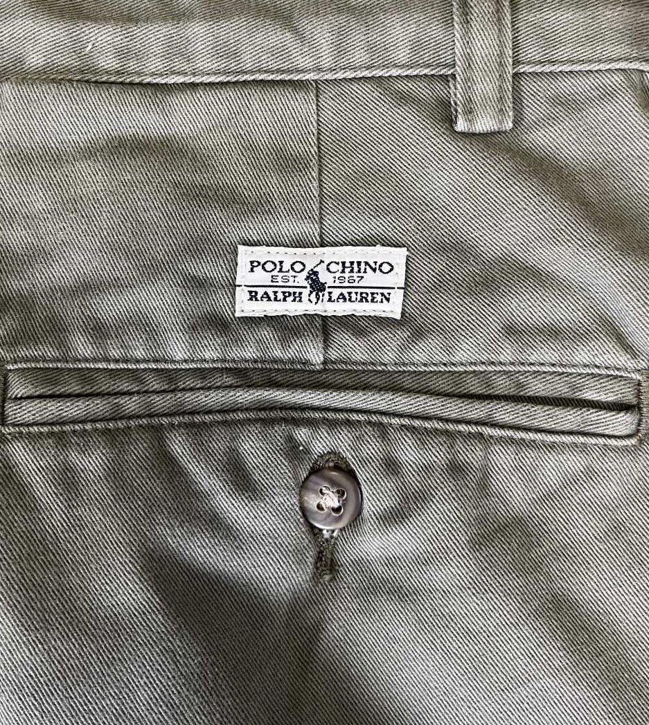 画像4: 90'S RALPH LAUREN "ANDREW PANT" ツープリーツ チノパンツ カーキ (VINTAGE)
