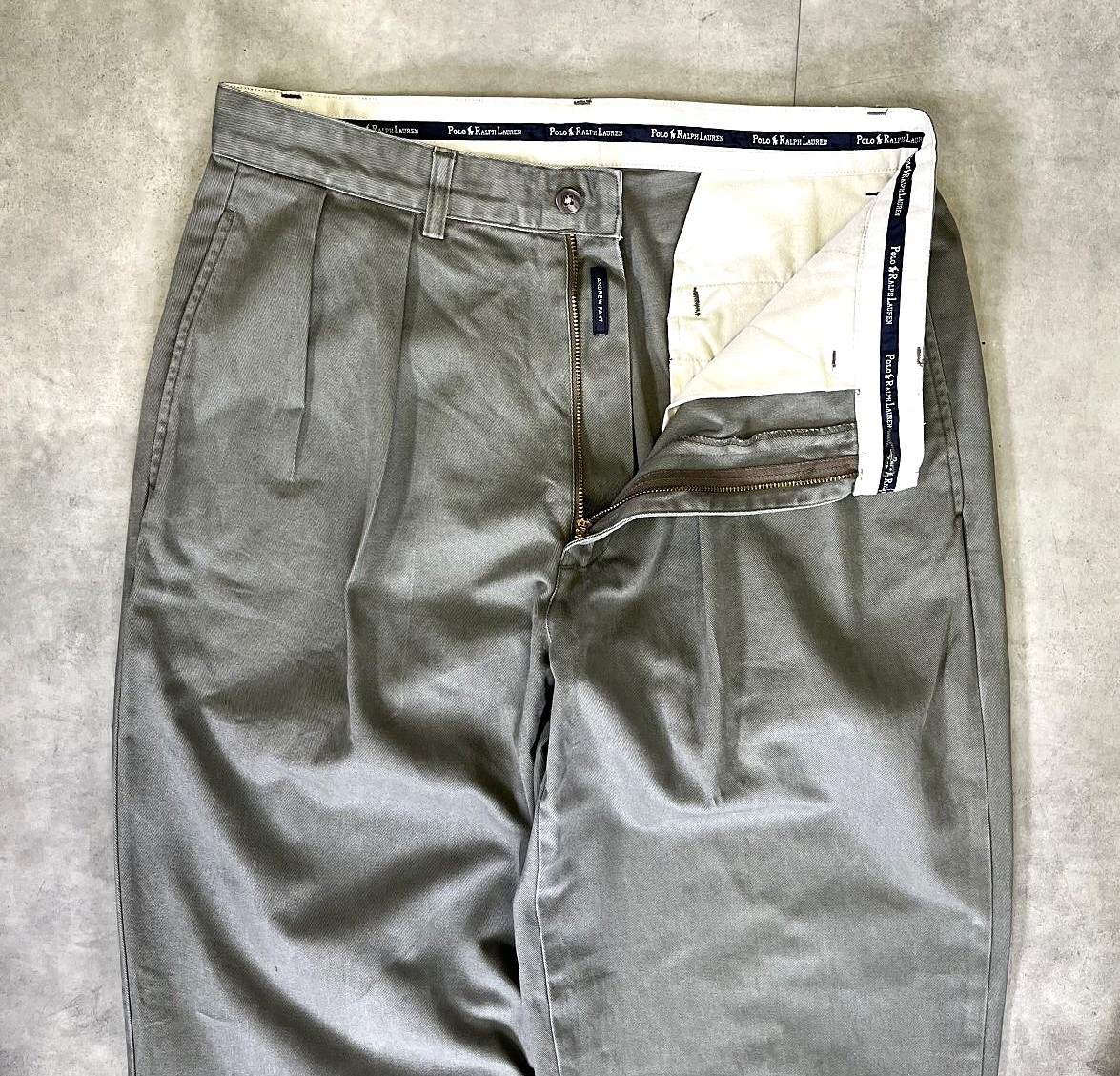 画像: 90'S RALPH LAUREN "ANDREW PANT" ツープリーツ チノパンツ カーキ (VINTAGE)