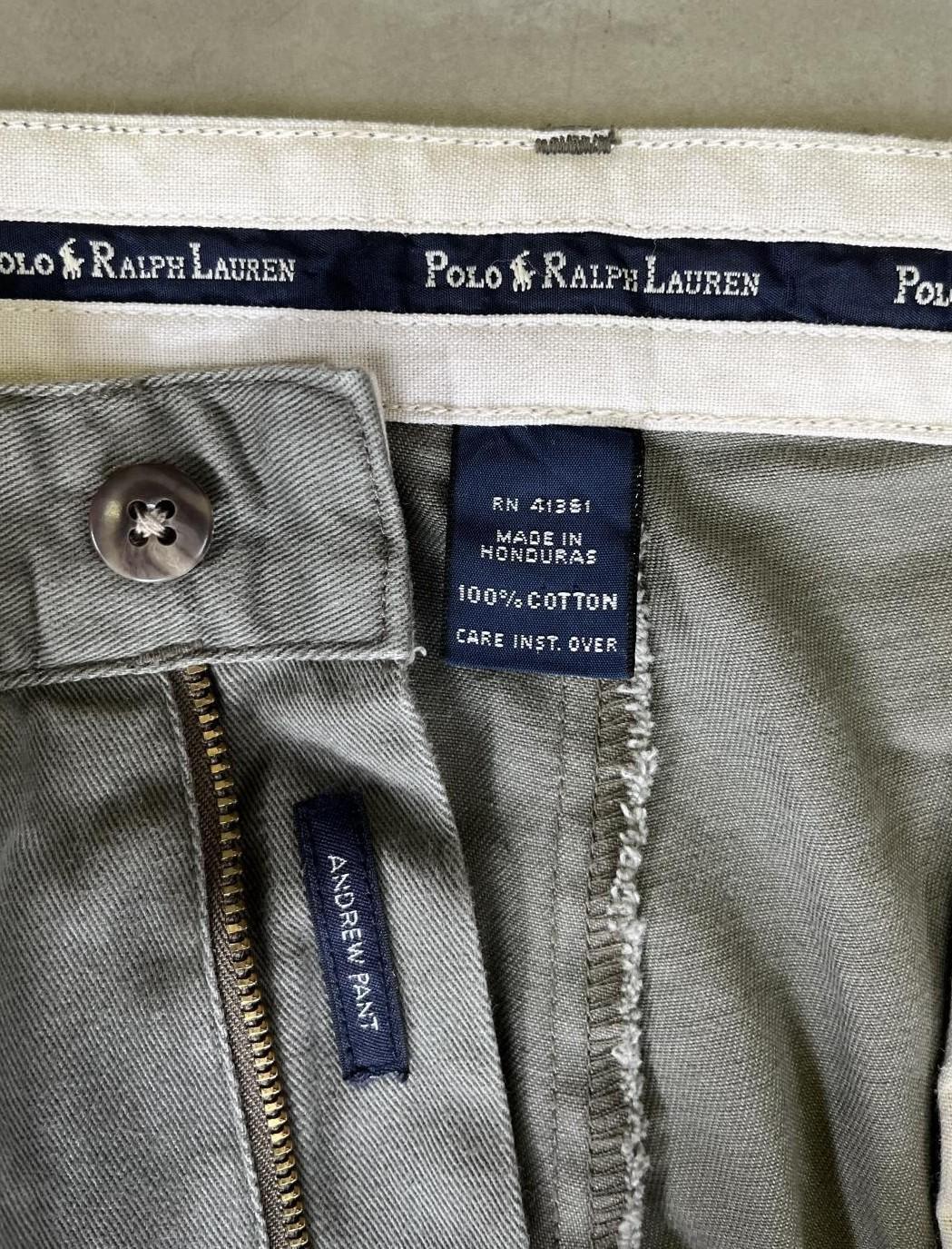 画像2: 90'S RALPH LAUREN "ANDREW PANT" ツープリーツ チノパンツ カーキ (VINTAGE)
