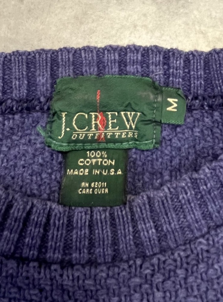 画像2: 80'S J.CREW 旧タグ コットン クルーネック ニット インディゴ USA製 (VINTAGE)