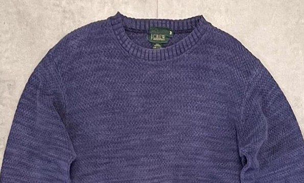 画像: 80'S J.CREW 旧タグ コットン クルーネック ニット インディゴ USA製 (VINTAGE)