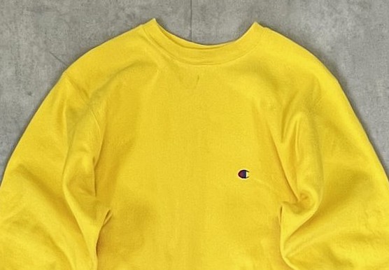 画像: 90'S CHAMPION 刺繍タグ リバースウィーブ 無地 イエローゴールド USA製 (VINTAGE)