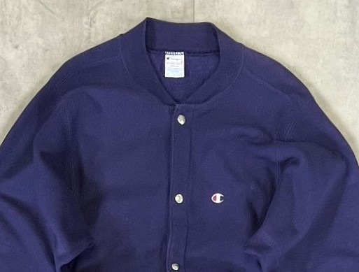 画像: 90'S CHAMPION 刺繍タグ リバースウィーブ スナップボタン カーディガン ネイビー USA製 (VINTAGE)
