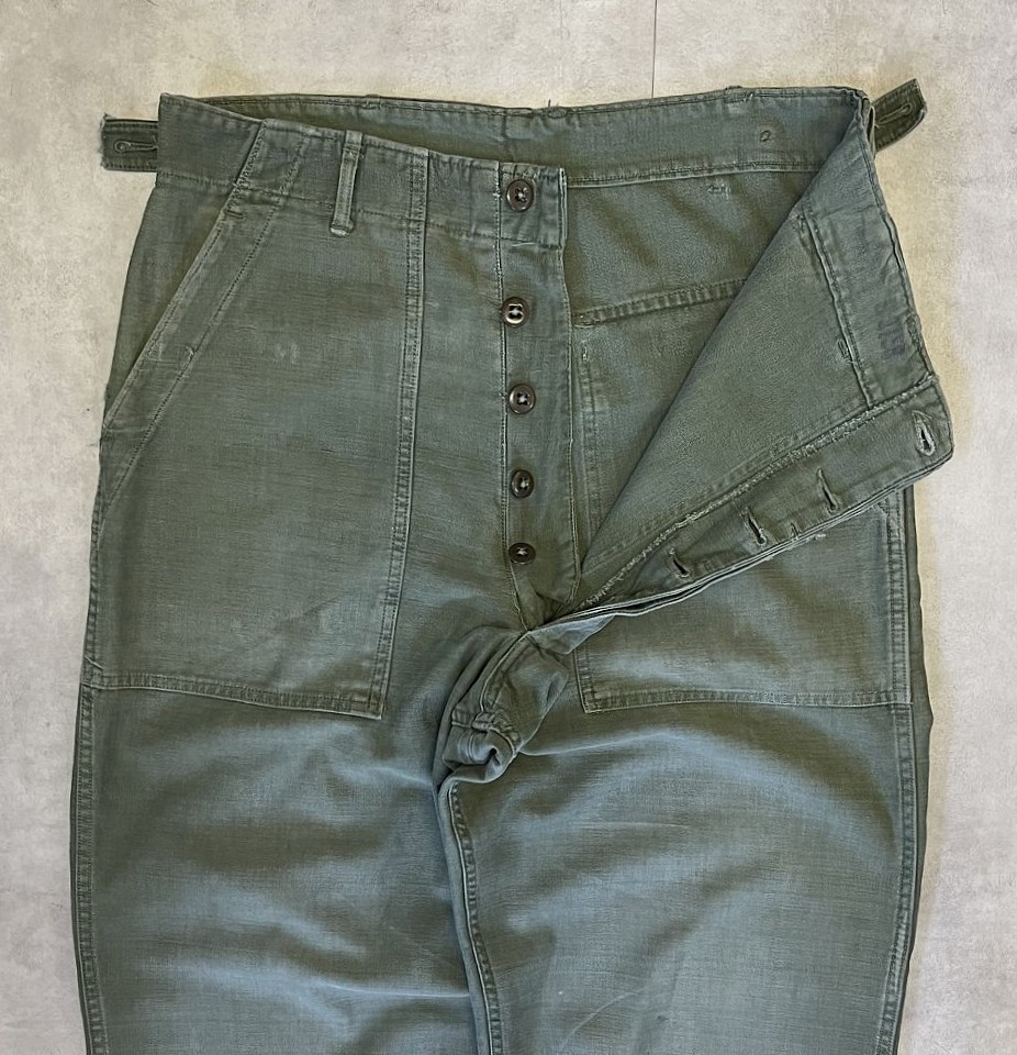 画像: 60'S アメリカ軍 US ARMY "OG107" 初期モデル コットンサテン 平ボタン ベイカーパンツ (VINTAGE)