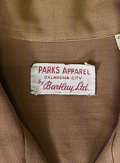 画像2: 50'S PARKS APPAREL by BARTLAY LTD レーヨンギャバジン オープンカラーシャツ ブラウン (VINTAGE)