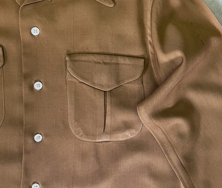 画像3: 50'S PARKS APPAREL by BARTLAY LTD レーヨンギャバジン オープンカラーシャツ ブラウン (VINTAGE)