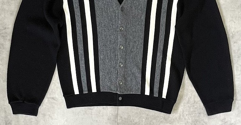 画像: 60'S BRENT アクリル カーディガン ブラック/グレー＆ホワイト (VINTAGE) 